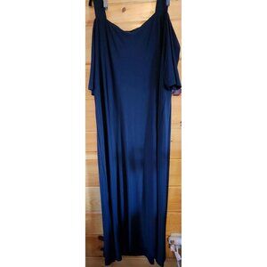 Roaman's Black Ultrasmooth Fabric Cold-Shoulder Maxi Dress 3X